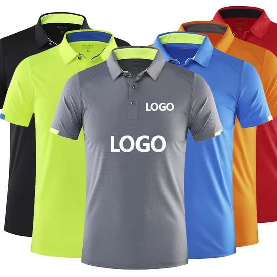 Polo d'hommes uniforme de sports de logo brodé par impression adaptée aux besoins du client à séchage rapide